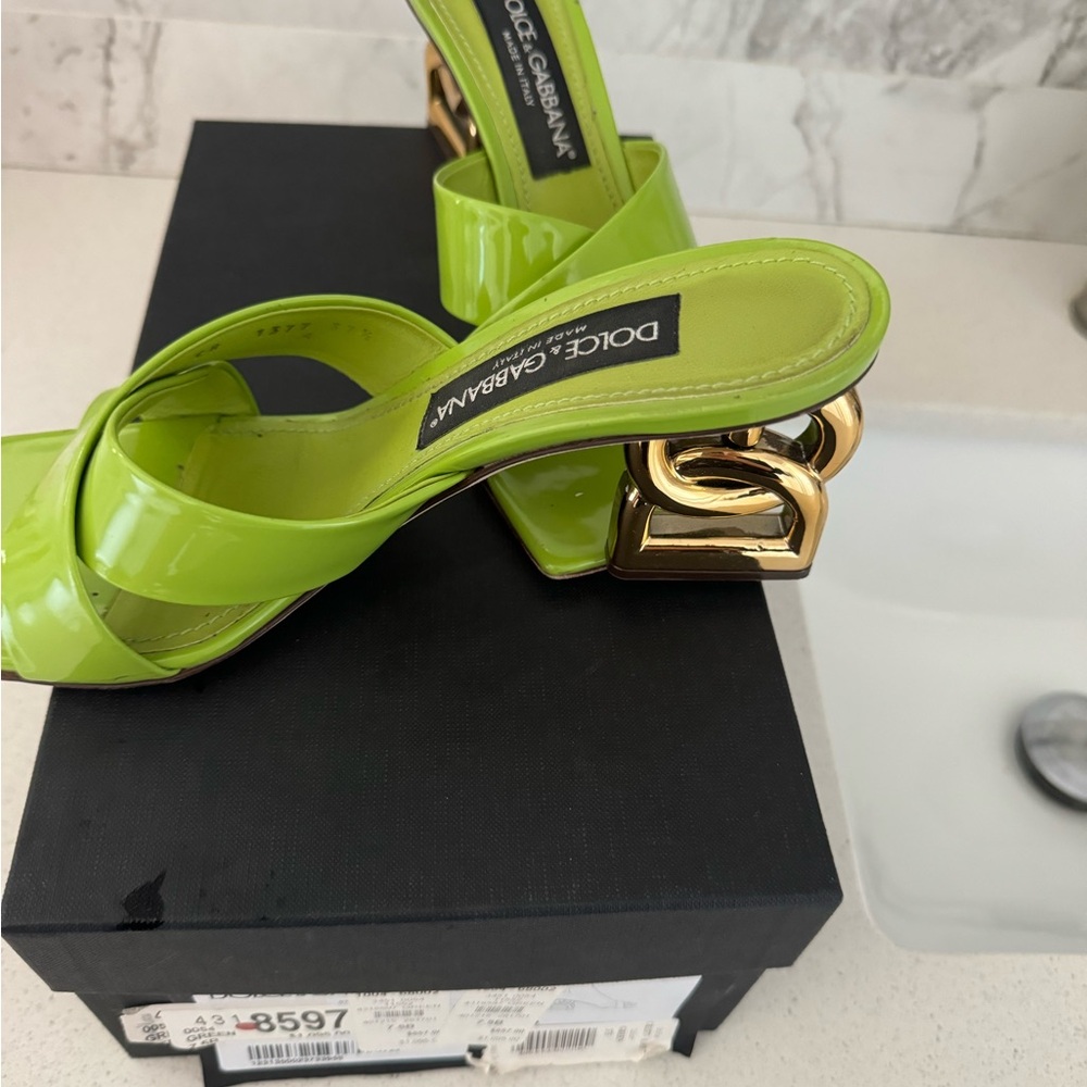 Dolce & Gabbana Logo Heel Patent Sandals